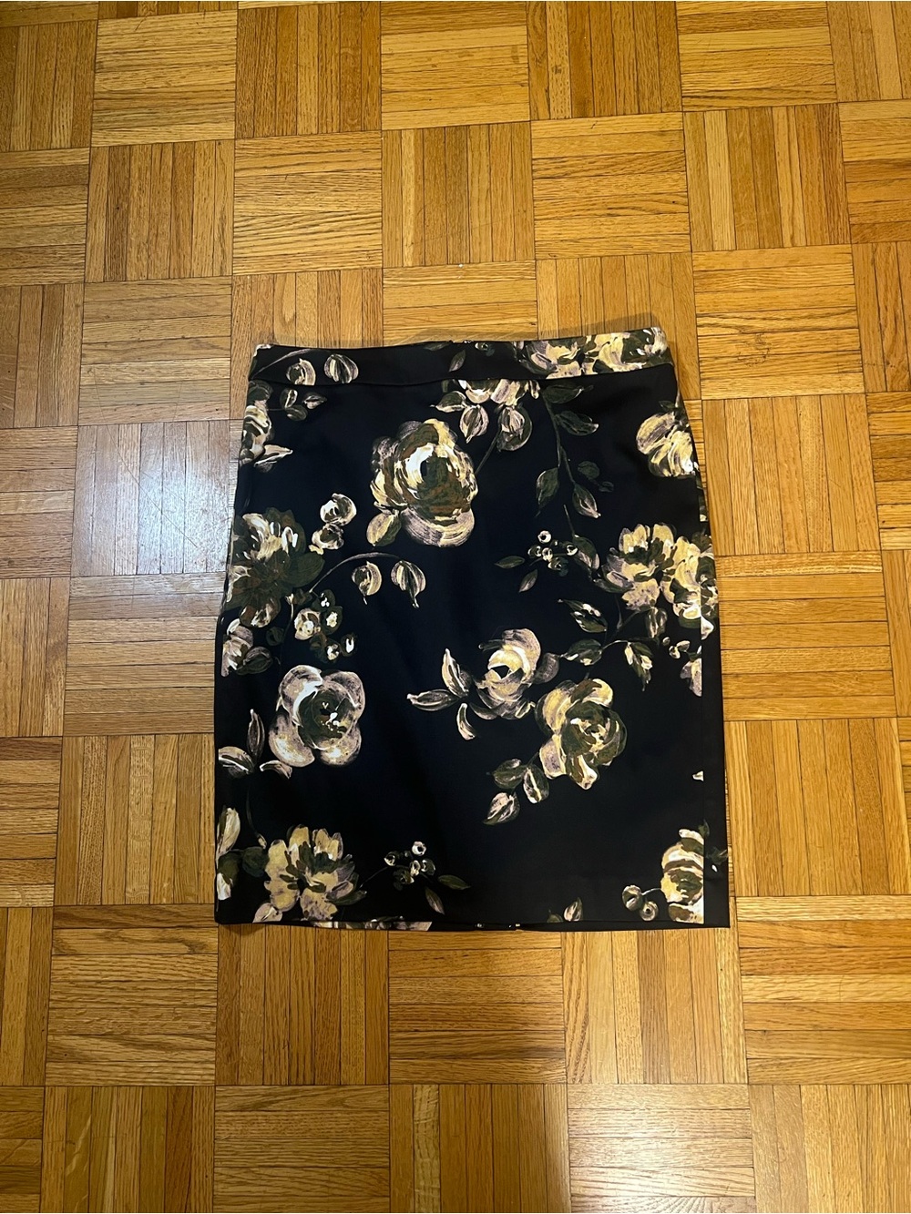 Trending item J. Crew Black Pencil Skirt with Green & Cream Floral size 6